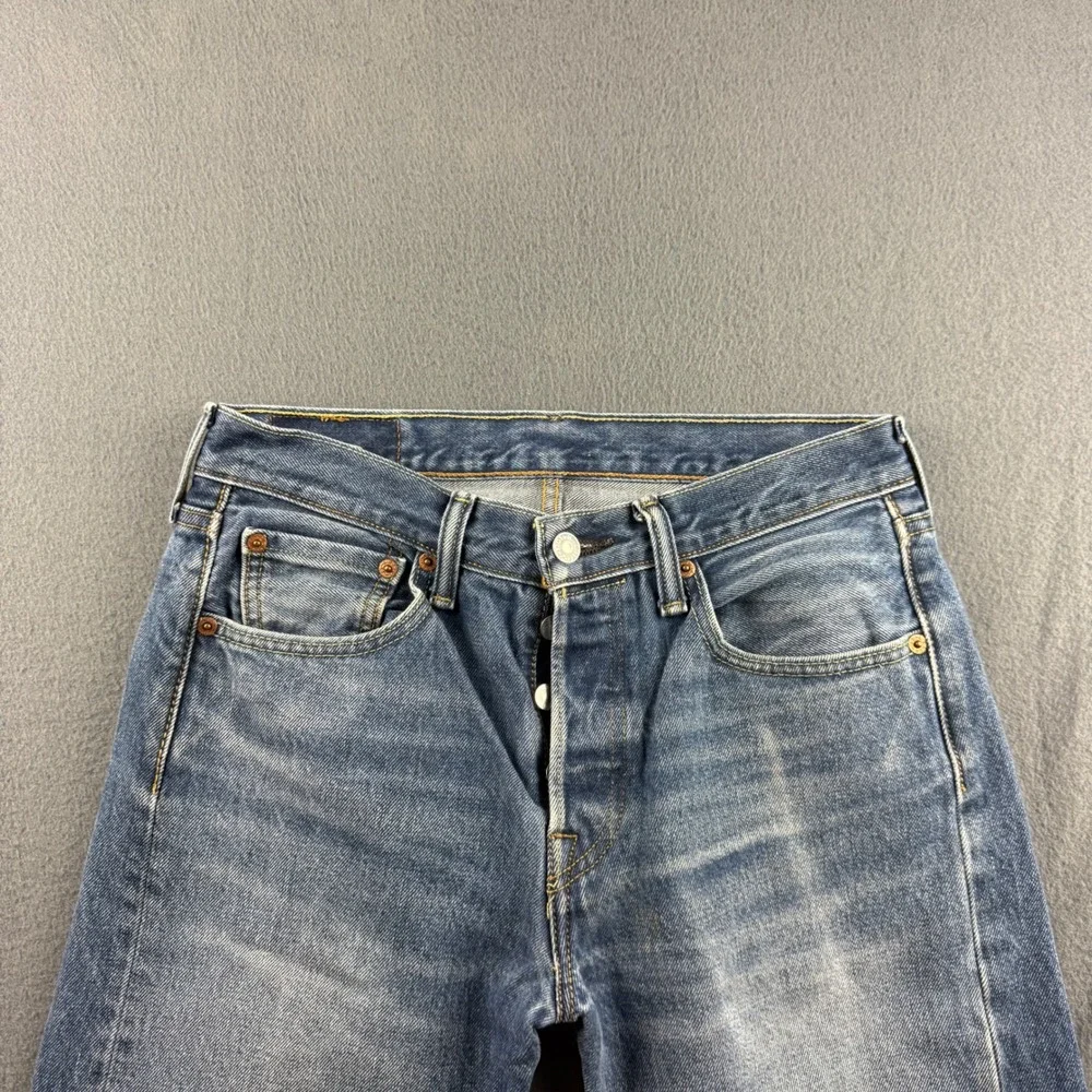 Levi's 501 Jeans Men's 29x30 (Fits 30x29) Blue Button Fly Faded Straight Regular